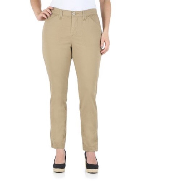 Lee Rider Khaki Comfort Waist Ankle Pants - Picture 1 of 9